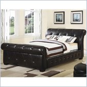 Coaster Queen Faux Leather Upholstered Sleigh Bed in Dark Brown