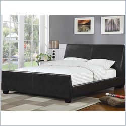 Coaster Queen Faux Leather Upholstered Bed in Dark Brown
