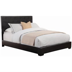 Coaster Queen Faux Leather Upholstered Bed in Black