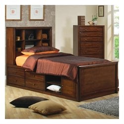 Coaster Hillary and Scottsdale Bookcase Storage Bed in Warm Brown