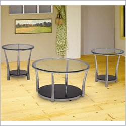 Coaster 3 Piece Occasional Table Sets Contemporary Chrome Glass Set Furniture Living Room Coffee Table Sets Coaster 365821