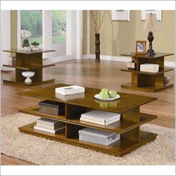 Coaster 3 Piece Occasional Table Sets Casual Tiered Table Set in Brown Furniture Living Room Coffee Table Sets Coaster 365830