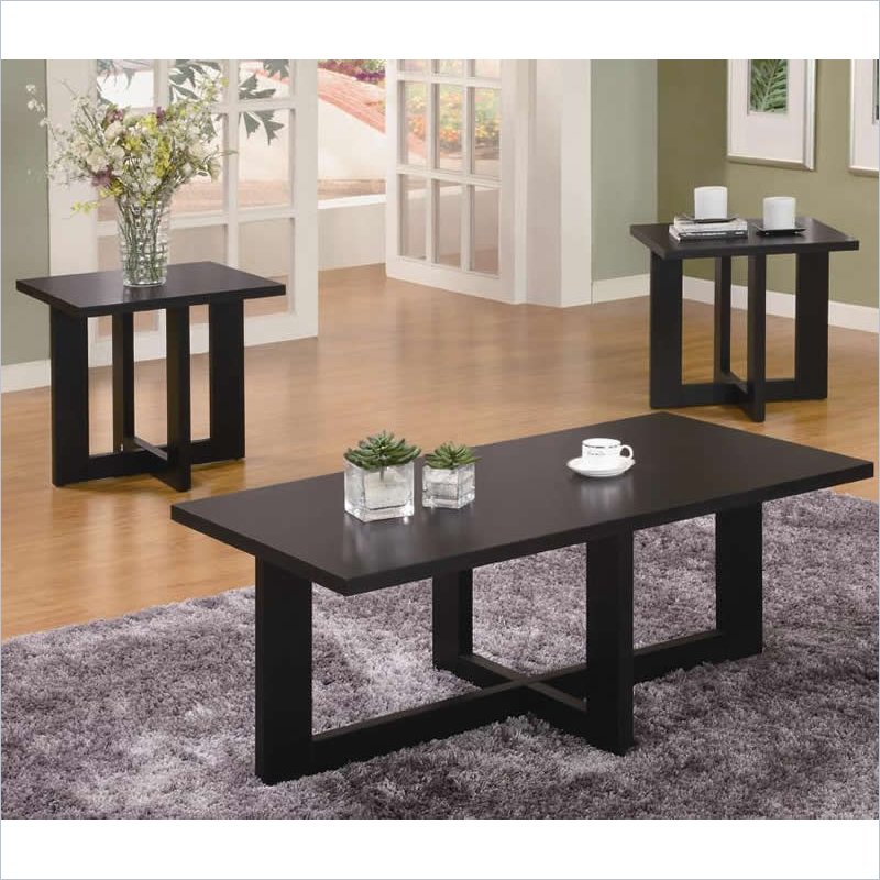 Coaster 3 Piece Occasional Table Sets Contemporary Set in Black