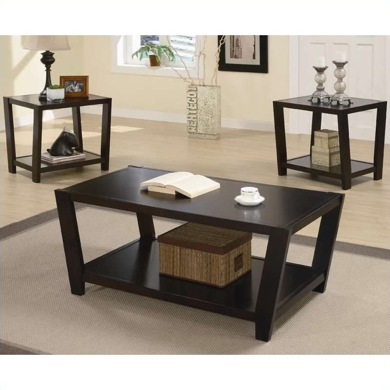 Coaster 3 Piece Occasional Table Sets Contemporary Set in Cappuccino