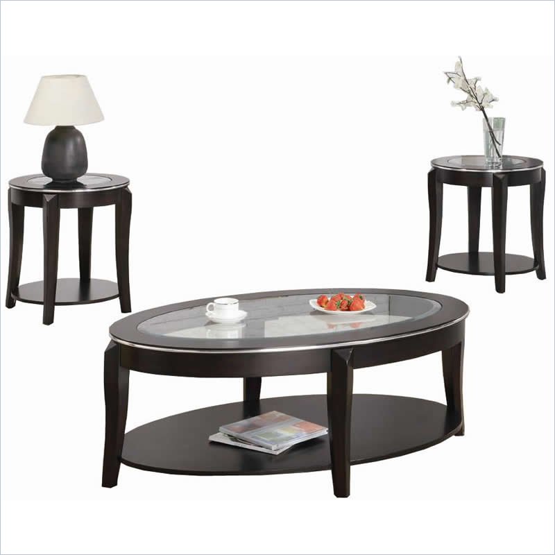 Coaster Wacker Contemporary 3 Piece Occasional Table Set in Cappuccino