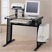 Coaster Desks Computer Desk w/ Glass Top and Computer Storage in Black