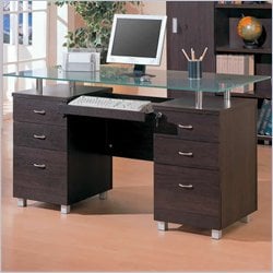 Coaster Decarie Glass Top Double Pedestal Desk in Cappuccino
