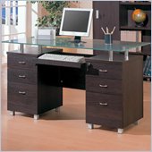 Coaster Decarie Glass Top Double Pedestal Desk in Cappuccino