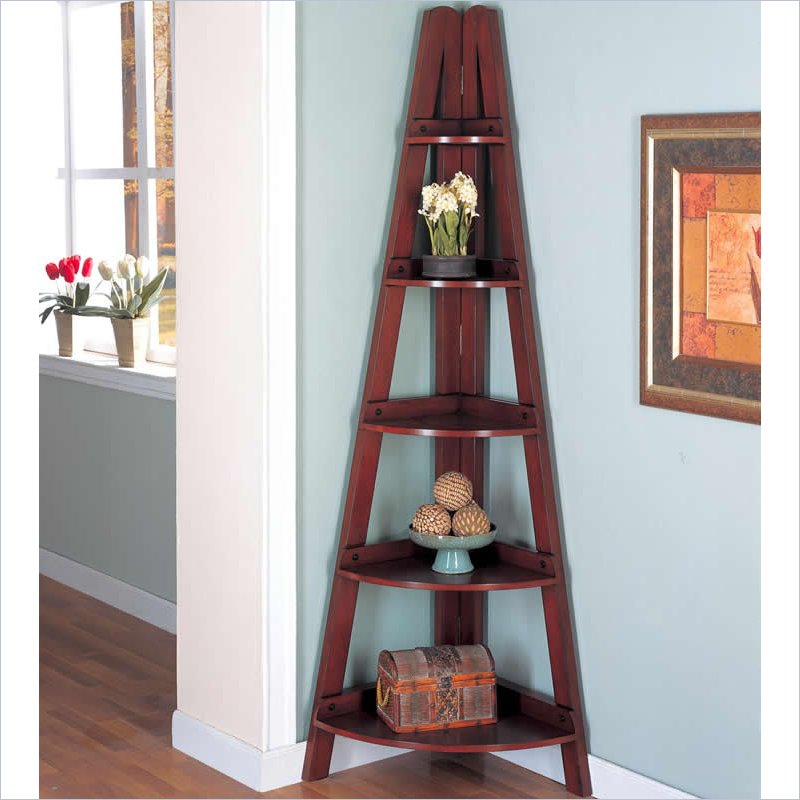 Coaster Bookcases Casual Corner Shelf in Mahogany