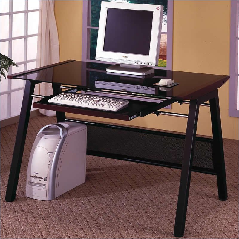 Coaster Desks Computer Desk with Keyboard Tray in Dark Walnut