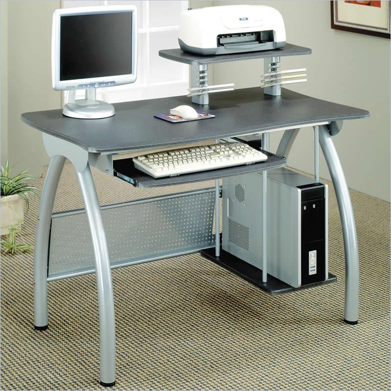 Coaster Desks Gray Computer Desk w/ Keyboard Tray & Computer Storage