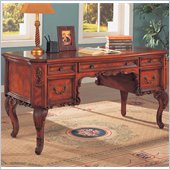 Coaster Desks Double Pedestal Desk w/ Carved Details in Cherry