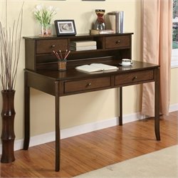Coaster Desks Classic Writing Desk with Small Storage Hutch in Walnut