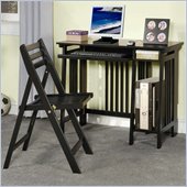 Coaster Desks Folding Computer Desk w/ Keyboard Tray & Chair in Black