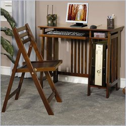 Coaster Desks Casual Computer Desk w/ Keyboard Tray & Chair in Brown