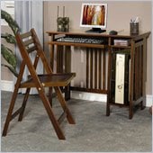 Coaster Desks Casual Computer Desk w/ Keyboard Tray & Chair in Brown