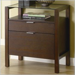 Coaster Skillman Contemporary File Cabinet with Glass Top in Brown