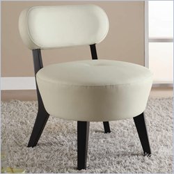 Coaster Accent Seating Exposed Wood Leather Accent Chair in White