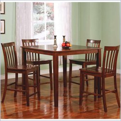 Coaster Ashland 5 Piece Counter Height Dining Set in Walnut