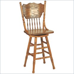 Coaster Mackinaw 24 Victorian Press Back Bar Stool in Oak