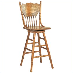 Coaster Mackinaw 29 Victorian Press Back Bar Stool in Oak
