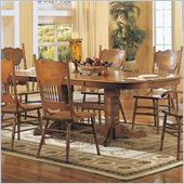 Coaster Mackinaw Oval Double Trestle Dining Table with Leaves in Oak