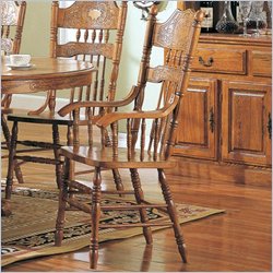 Coaster Mackinaw Victorian Double Press Back Dining Arm Chair in Oak