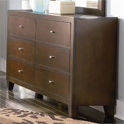 Coaster Lorretta Contemporary 6 Drawer Dresser in Dark Brown Finish