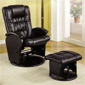 Coaster Leather Like Glider Chair with Matching Ottoman in Brown