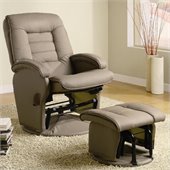 Coaster Recliners with Ottomans Glider Chair with Ottoman in Tan Vinyl