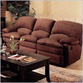 rent to own furniture Coaster Owen Dual Reclining Microfiber Sofa in Chocolate Microfiber