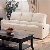 rent to own furniture Coaster Kingslee Leather Dual Reclining Sofa in Cream Bonded Leather