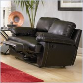 rent to own furniture Coaster Malloy Casual Reclining Loveseat in Black Bonded Leather