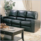 rent to own furniture Coaster Kingslee Dual Reclining Sofa in Black Bonded Leather
