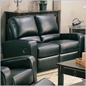 rent to own furniture Coaster Kingslee Dual Reclining Loveseat in Black Bonded Leather