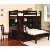 Coaster Workstation Twin over Twin Loft Bunk Bed in Cappuccino Finish