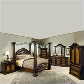 Coaster Mayorga Upholstered Canopy Bed 2 Piece Bedroom Set in Cherry