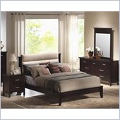 Coaster Bichrome Queen Platform Bed 3 Piece Bedroom Set in Mahogany