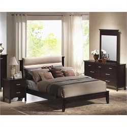 Coaster Bichrome Queen Platform Bed 4 Piece Bedroom Set in Mahogany