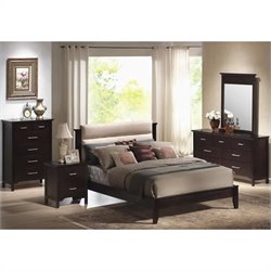 Coaster Bichrome Queen Platform Bed 5 Piece Bedroom Set in Mahogany
