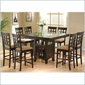 Coaster Hyde Counter Height Dining Table with Storage Base and Chairs 7 Piece Set in Cappuccino 