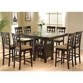 Coaster Hyde Counter Height Dining Table with Storage Base and Chairs 9 Piece Set in Cappuccino 