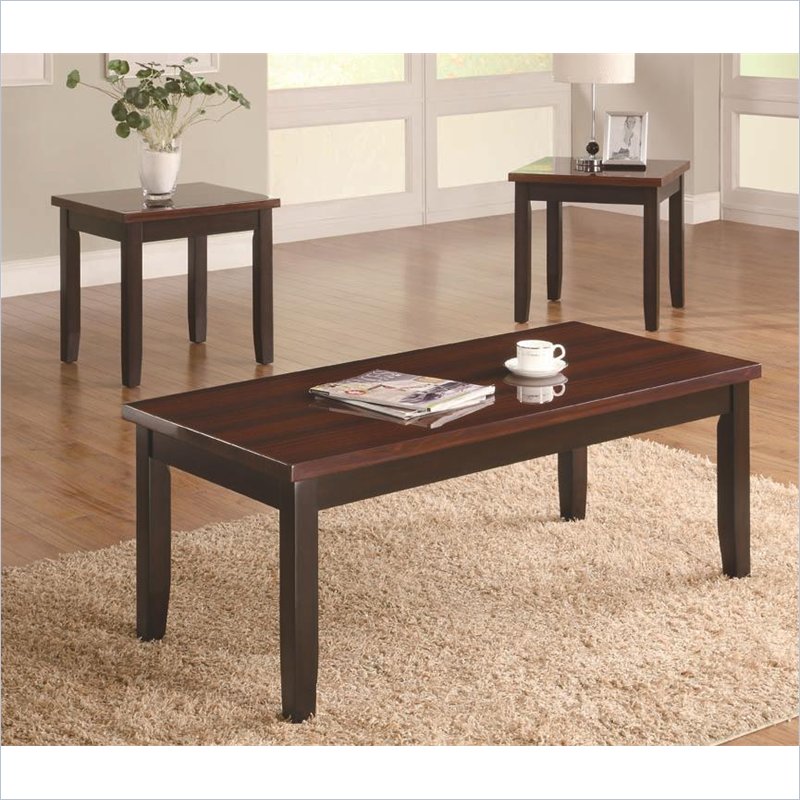 Coaster 3-Piece Faux Rosewood Coffee and End Table