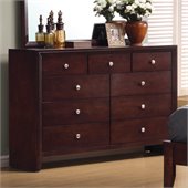 Coaster Serenity 9 Drawer Double Dresser in Merlot Finish