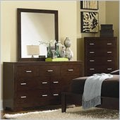 Coaster Tiffany 7 Drawer Dresser and Mirror Set in Deep Brown