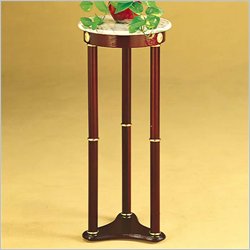 Coaster Accent Stands White Marble Top Round Plant Stand in Cherry