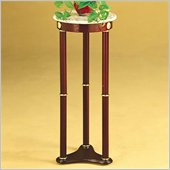 Coaster Accent Stands White Marble Top Round Plant Stand in Cherry