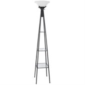 Coaster Black Floor Lamp with Glass Shelves