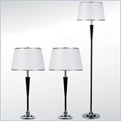 Coaster Three Piece Lamp Set in White and Chrome
