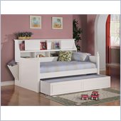 Coaster Daisy Bookcase Wood Daybed with Under-Bed Trundle in White
